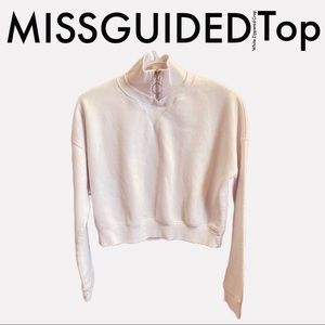 MISSGUIDED White Zippered Crop Top Sweater